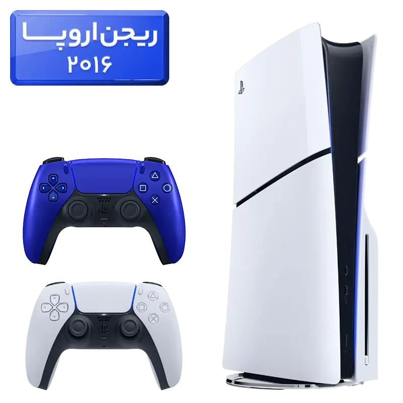 پلی استیشن 5 اسلیم ( PS5 Slim ) دیسک خور ریجن اروپا 2016 با یک دسته اضافه آبی